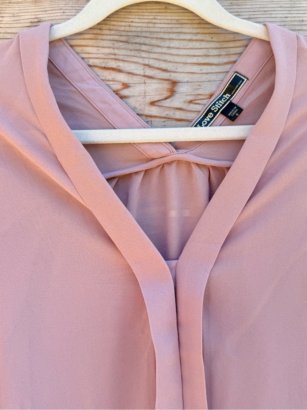 NWOT Lovestitch sheer V-Neck Dolman Blouse - Dusty Pink - Picture 2 of 5